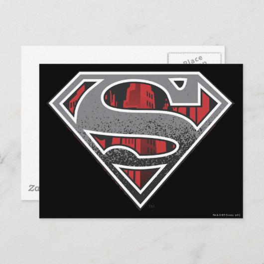 Superman S-Shield | Graue und rote Stadt-Logo Postkarte (Vorne/Hinten)