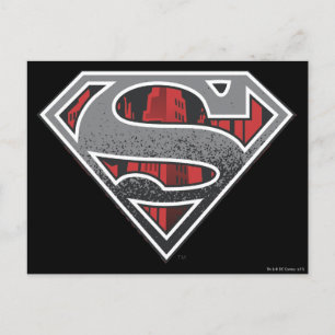 Superman S-Shield   Graue und rote Stadt-Logo Postkarte