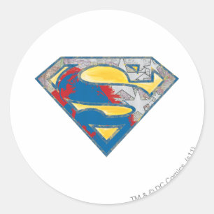 Superman S-Shield   Graues, gelbes, schwarzes Mix- Runder Aufkleber