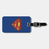 Superman S-Shield | Grunge Black Kontur Logo Gepäckanhänger (Vorderseite horizontal)