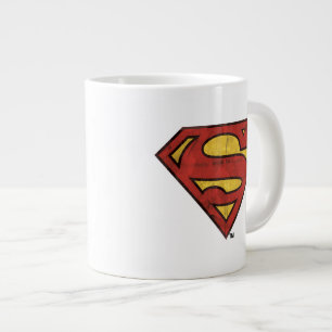 Superman S-Shield   Grunge Black Kontur Logo Jumbo-Tasse