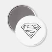 Superman S-Shield | Grunge Black Kontur Logo Magnet (Vorderseite/Rückseite)