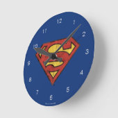 Superman S-Shield | Grunge Black Kontur Logo Runde Wanduhr (Winkel)
