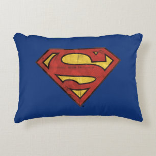 Superman S-Shield Grunge Black Kontur Logo Zierkissen