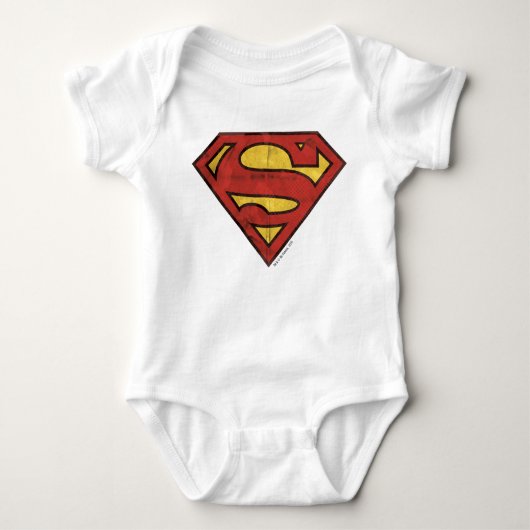 Superman S-Shield | Grunge-Logo Baby Strampler (Vorderseite)
