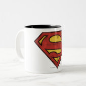 Superman S-Shield | Grunge-Logo Zweifarbige Tasse (Vorderseite Links)