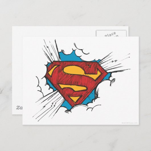 Superman S-Shield | In Clouds Logo Postkarte (Vorne/Hinten)