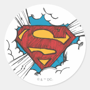 Superman S-Shield   In Clouds Logo Runder Aufkleber