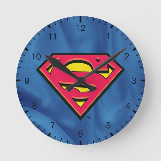 Superman S-Shield | Klassisches Logo Runde Wanduhr (Vorderseite)
