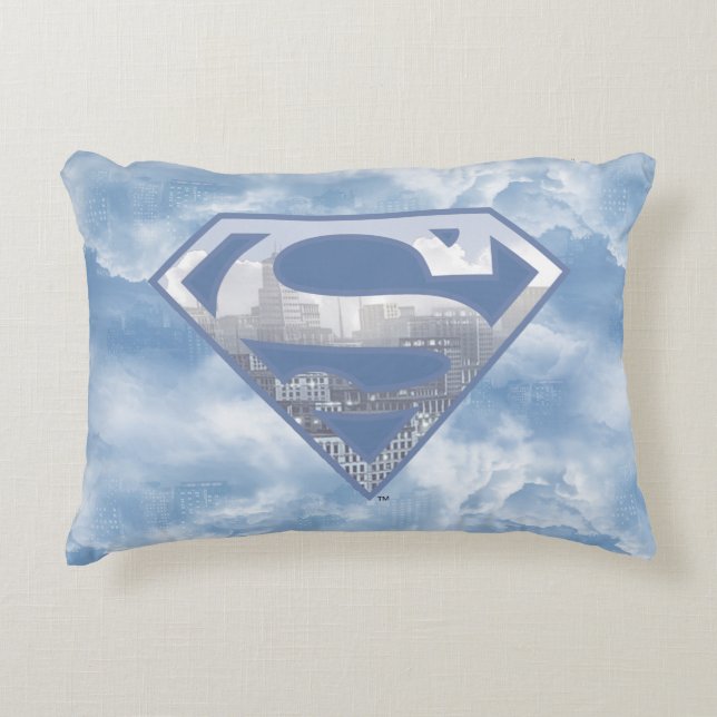 Superman S-Shield | Light Blue City Logo Dekokissen (Vorderseite)
