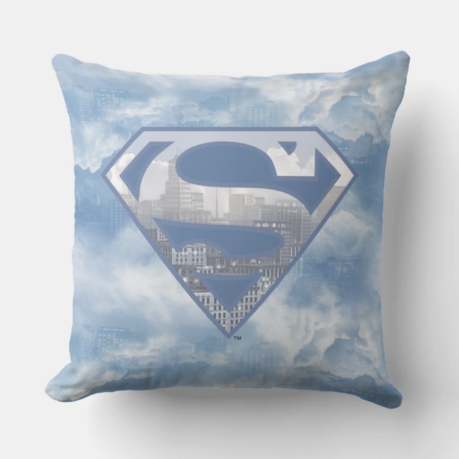 Superman S-Shield | Light Blue City Logo Kissen (Vorderseite)
