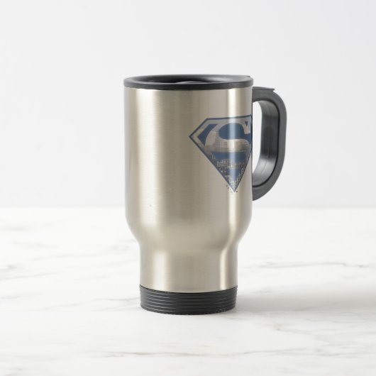 Superman S-Shield | Light Blue City Logo Reisebecher (VorderseiteRechts)