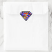 Superman S-Shield | Lila Airbrush-Logo Quadratischer Aufkleber (Tasche)