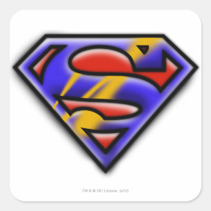 Superman S-Shield   Lila Airbrush-Logo Quadratischer Aufkleber