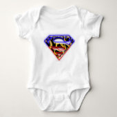 Superman S-Shield | Lila-Red Graffiti-Logo Baby Strampler (Vorderseite)