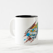 Superman S-Shield | Paint Streaks Logo Zweifarbige Tasse (Vorderseite Links)