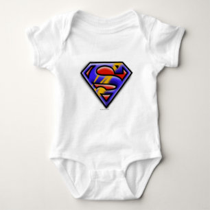 Superman S-Shield Purple Airbrush Logo Baby Strampler