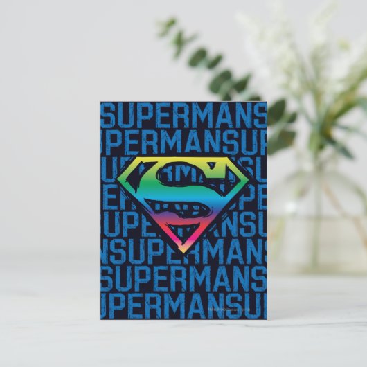 Superman S-Shield | Rainbow-Logo Postkarte (Stehend Vorderseite)