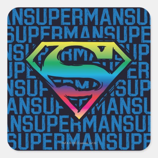 Superman S-Shield | Rainbow-Logo Quadratischer Aufkleber (Vorderseite)