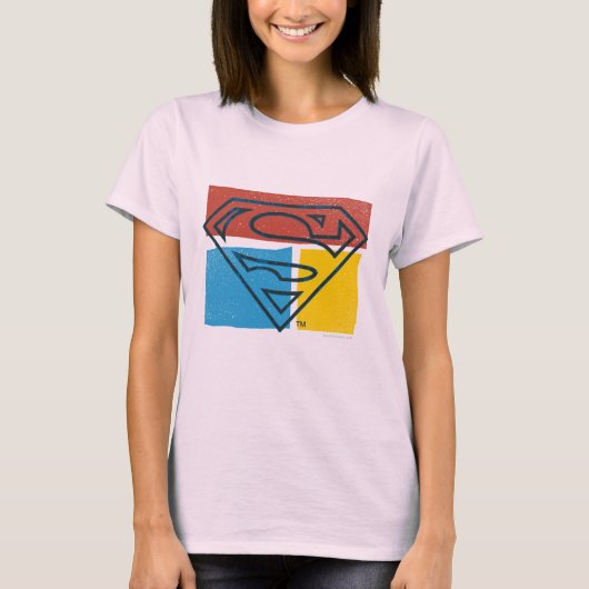 Superman S-Shield | Rot-Blau-Gelbe Blocklogos T-Shirt (Vorderseite)
