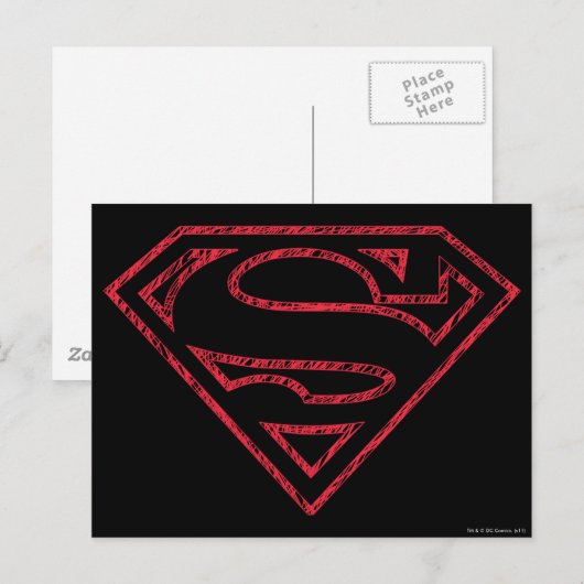Superman S-Shield | Rote Kontur Postkarte (Vorne/Hinten)