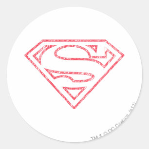 Superman S-Shield   Rote Kontur Runder Aufkleber