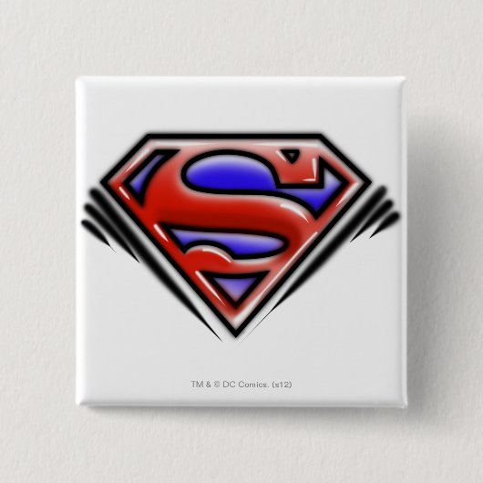 Superman S-Shield | Rotes Airbrush-Logo Button (Vorderseite)