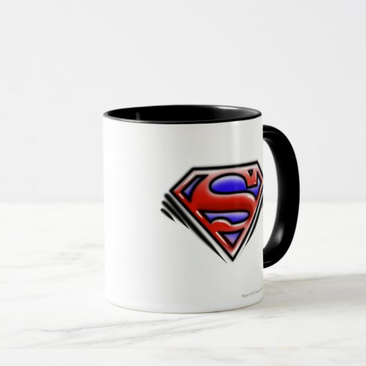 Superman S-Shield | Rotes Airbrush-Logo Tasse (VorderseiteRechts)