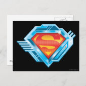 Superman S-Shield | Rotes und Blaues Metal-Logo Postkarte (Vorne/Hinten)
