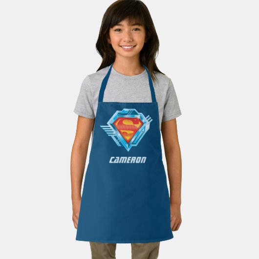 Superman S-Shield | Rotes und Blaues Metal-Logo Schürze (Insitu)
