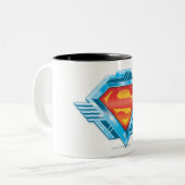 Superman S-Shield | Rotes und Blaues Metal-Logo Zweifarbige Tasse (Vorderseite Links)