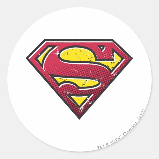 Superman S-Shield | Scratches Logo Runder Aufkleber (Vorderseite)