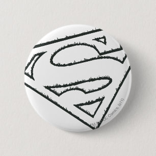 Superman S-Shield   Sideways Grunge Logo Button