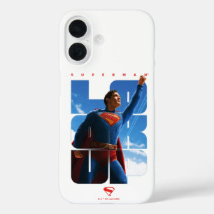 Superman schaut Pose nach oben iPhone 16 Hülle