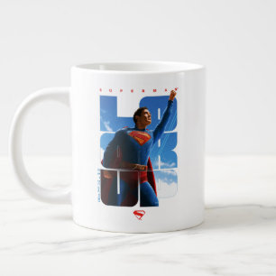 Superman schaut Pose nach oben Jumbo-Tasse