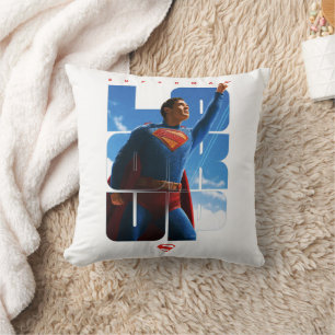 Superman schaut Pose nach oben Kissen
