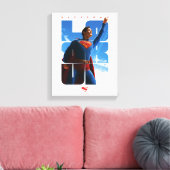 Superman schaut Pose nach oben Leinwanddruck (Insitu (Wohnzimmer))