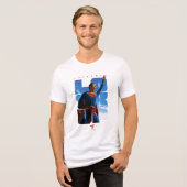 Superman schaut Pose nach oben Tri-Blend Shirt (Vorderseite voll)