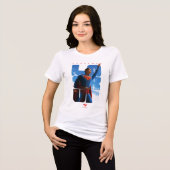 Superman schaut Pose nach oben Tri-Blend Shirt (Vorderseite voll)