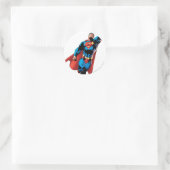 Superman Soars Runder Aufkleber (Tasche)