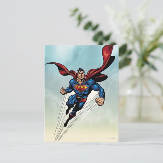 Superman springt nach oben postkarte (Stehend Vorderseite)