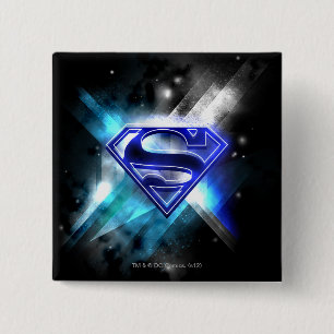 Superman Stilvoll  Blaues weißes Kristalllogo Button