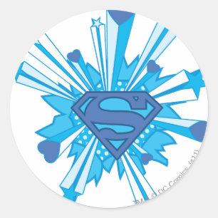 Superman Stilvoll  Blue Shield Hearts Logo Runder Aufkleber