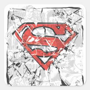 Superman Stilvoll  Crumpling-Comic-Logo Quadratischer Aufkleber