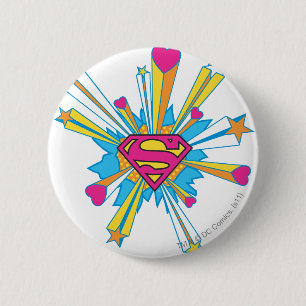Superman Stilvoll  Rosa mit Herz - Logo Button