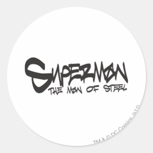 Superman Stilvoll  Schwarze Buchstaben Graffiti-Lo Runder Aufkleber