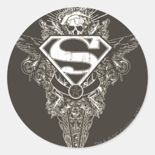 Superman Stilvoll  Sterne und Skull - Logo Runder Aufkleber