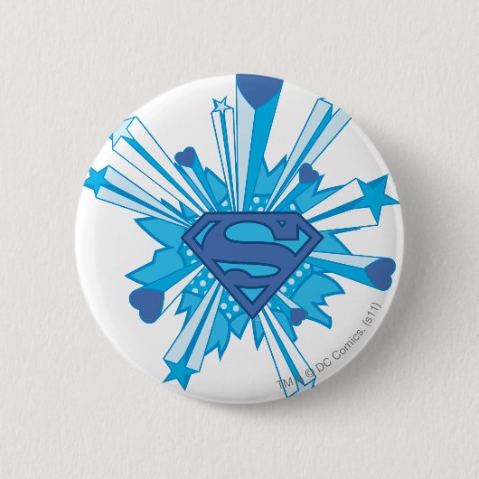 Superman Stylized | Blue Shield Hearts Logo Button (Vorderseite)