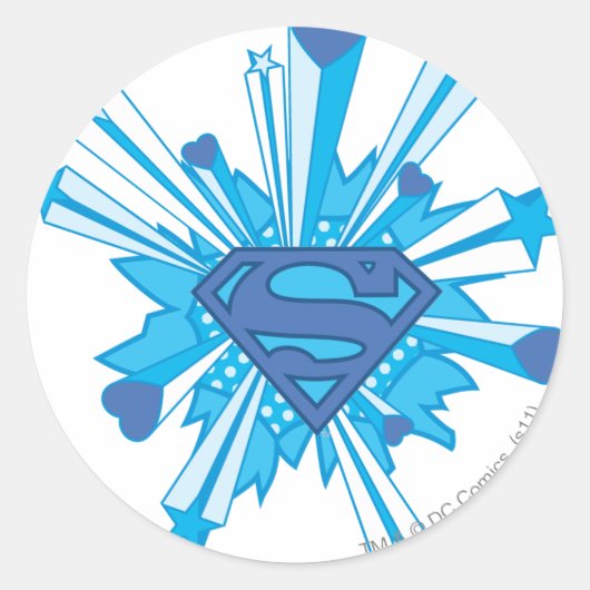 Superman Stylized | Blue Shield Hearts Logo Runder Aufkleber (Vorderseite)