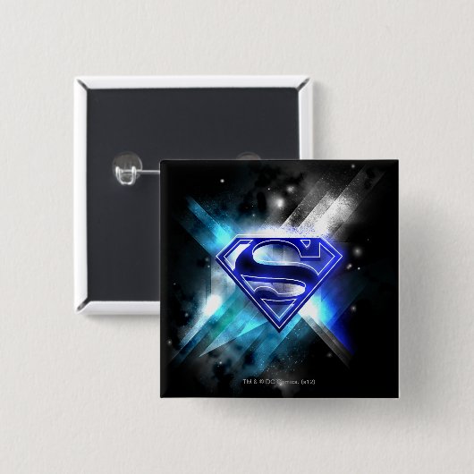 Superman Stylized | Blue White Crystal Logo Button (Vorne & Hinten)